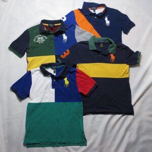 4 PC LOT POLO RALPH LAUREN boys PONY shirts PREPPY blue GREEN SIZE MEDIUM 10/12